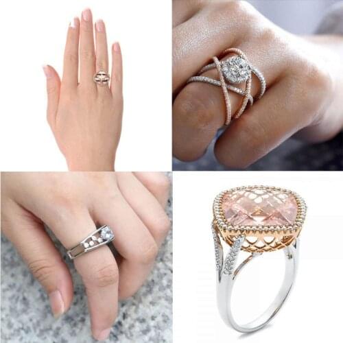 Luxury Antique Bohemian Lace inlay Shiny Crystal Cubiz Zircon Rnestone Sliver Gold Women Engagement Wedding Ring Unique Design