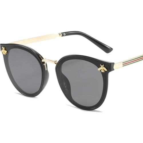 Luxury Round Sunglasses Women Fashion Little Bee Glasses Men Female Brand Design Sun Glasses Vintage Pink Shads For Women UV400