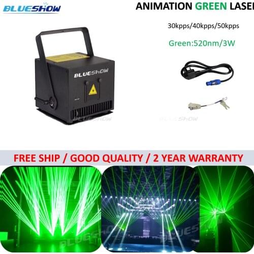 Flightcase+ Green Laser Light 3w Lazer 3000mW animation Stage event dj club lighting show concert party ILDA 20kpps 30kpps DMX