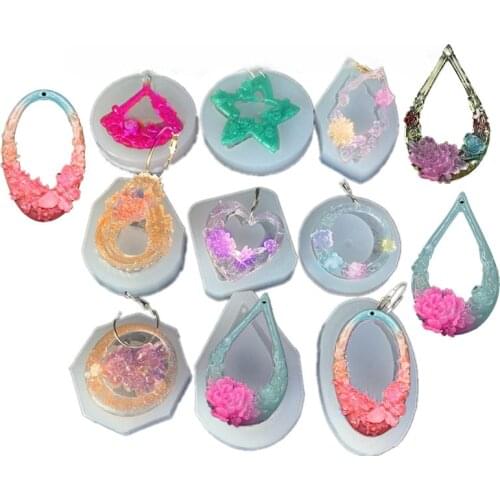 SNASAN hollow classical style pendants earrings Silicone Mold for jewelry Resin jewelry making tool UV epoxy resin molds crafts