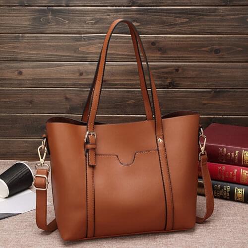 Womens Tote Bag New Style Soft Leather Fashionable Atmosphere Shoulder Bag Messenger Bag Star Solid Color Oil Wax Womens Bag