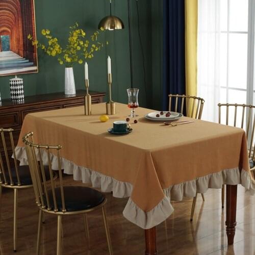 European Retro 100% Washed Cotton Tablecloth Table Cloth Lotus Eage for Home Party Decorative Rectangular Table Cover Protector