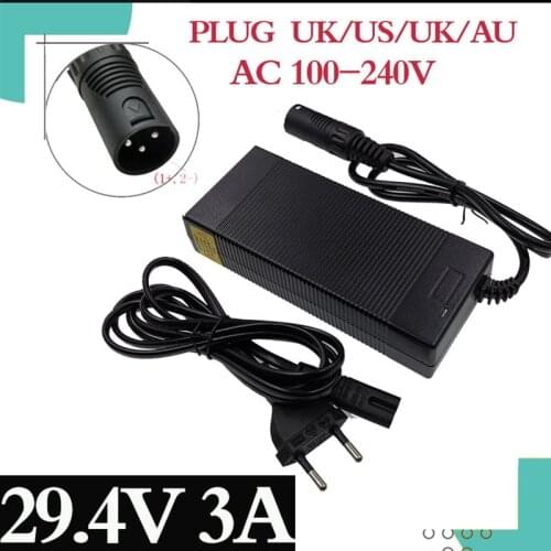 1PC 24V E-bike battery charger 29.4V3A out put li-ion battery charger 7 Series 25.2V 25.9V lithium battery charger XLR connector