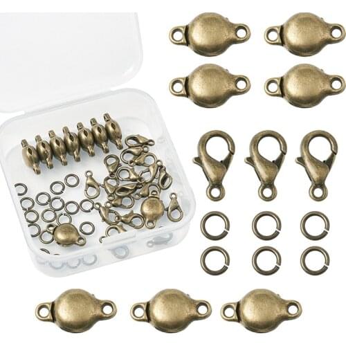 1 Set Brass Magnetic Clasps Alloy Lobster Claw Clasps and Brass Jump Rings for Jewelry Making DIY Accessories Findings