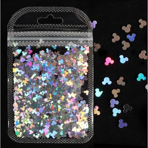 1 Bag Holographic Nail Art Glitter Sequins Laser Cartoon Mouse Head Shape Flakes DIY Nail Supplies For Professional Accessories