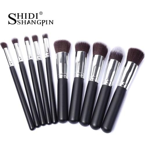 10 PCS Professional Makeup Brushes Set Foundation Blending Powder Eyeshadow Contour Concealer Blush Cosmetic Make up Tools Hot