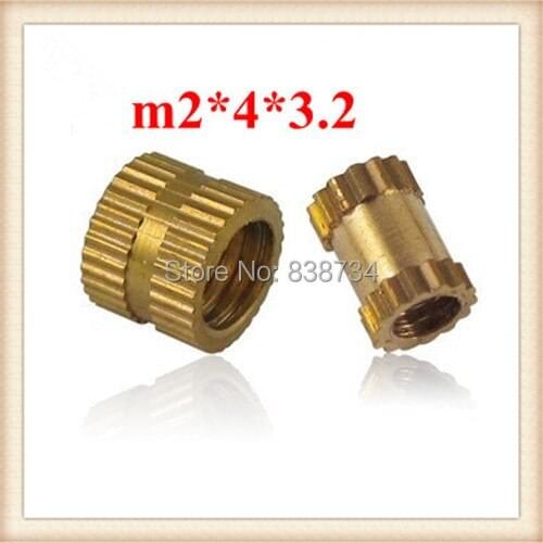 100pcs m2*4*3.2 brass CNC lathe round knurled nut