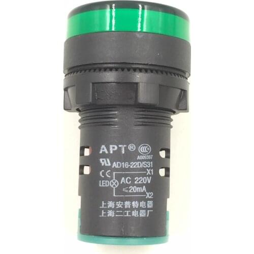 2 Pcs AC 220V Electrical Circuit Green LED Indicator Pilot Light