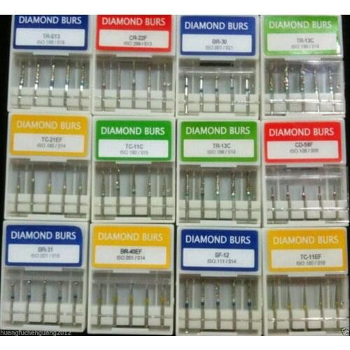 A+5pcs Dental Diamond Burs for High Speed Handpiece Flat-end Tapered Medium FG 1.6mm