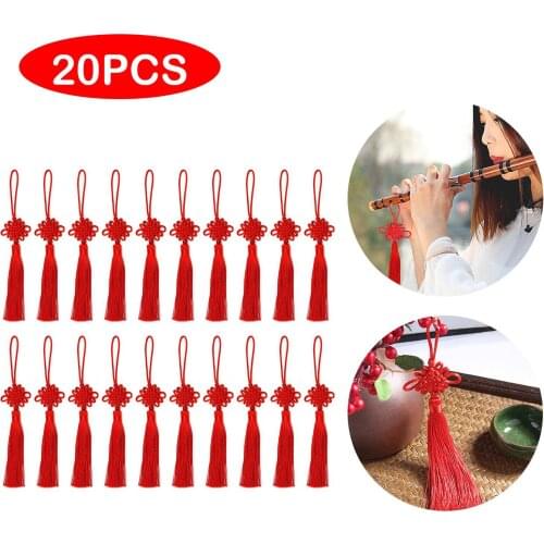 Behogar 20pcs Handmade Chinese Knot Tassel Good Luck Chinese Charms Spring Festival Decorations for New Year Gifts