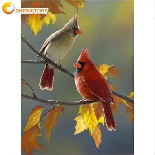 CHENISTORY Little Birds Sleep On Tree Landscape Painting By Numbers For Adults Unique Gift 60x75cm Framed On Canvas Home Decor