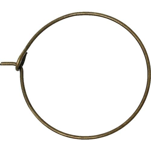 DoreenBeads Copper Wine Charm Rings Glass Jewelry Findings & Components Round Antique Bronze 29mm x 25mm,200 PCs