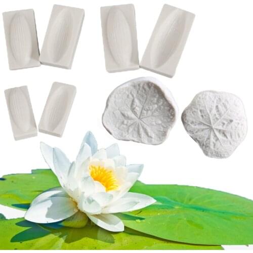 Nymphaea Petal & Leaf Moulds Fondant Cakes Decor Tools Silicone Molds Sugarcraft Chocolate Baking Tool For Cakes Gumpaste Form