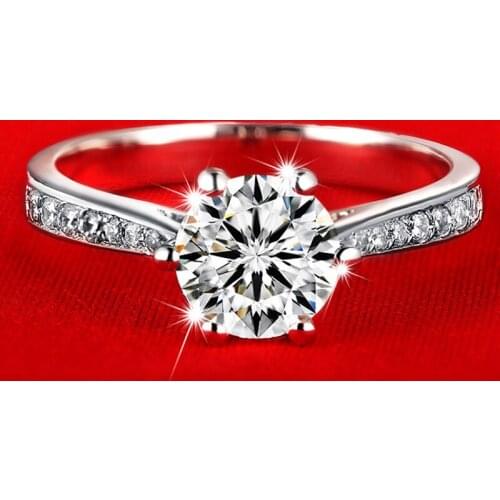 Classic Wedding Rings for Women Pure 925 Sterling Silver Ring Jewelry 1 Carat AAAA CZ Diamant Engagement Ring Wholesale ZR215