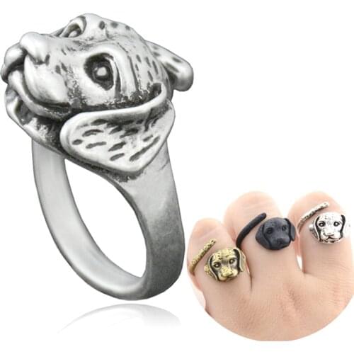 Retro Labrador Retriever Puppy Anillos Dog Ring Boho Anel Animal Love Rings For Women Men Jewelry Best Friends Gift Accesorios