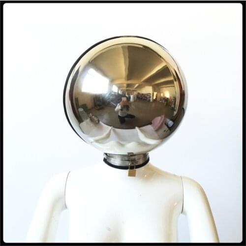 Stainless steel helmet caps bondage restraints adult sex collar fetish bondage hood Adult game sex toys for men and woman