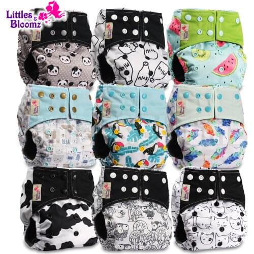 [Littles&Bloomz] 9pcs/set BAMBOO CHARCOAL Washable Real Cloth Pocket Nappy, 9 nappies/diapers and 0 insert in one set Free Ship