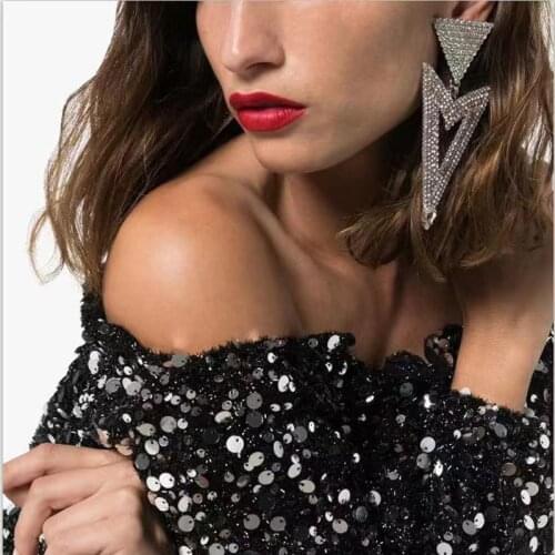 High-end Fashion Exaggeration Pendants Earrings Rhinestone Shining Crystal Jewellery Earrings Charm Arrogant Party Focus