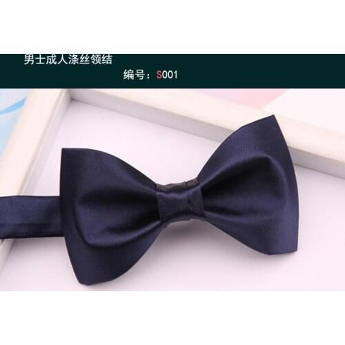 Fashion blue bow tie yarn-dyed mens formal suit business banquet navy blue wedding dress bow tie best man