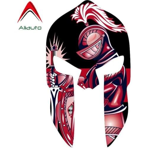 Aliauto Cover Scratch Car Sticker Spartan Helmet Red Kinght Accessories Reflective Decal PVC for Nissan Suzuki Peugeot,15cm*8cm