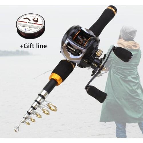 1.65m Portable Travel Outdoor sports telescopic fishing rod and Spinning Reels set Trout Casting Rod fishing fish bag