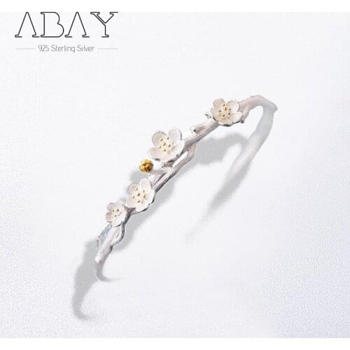 925 Sterling Silver Small Fresh Cherry Blossom Decorative Jewelry Series Natural Flower Carving Ornaments for Parties / Wedding