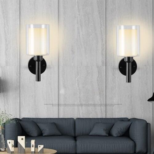 Nordic LED Wall Lamp Glass Wall Light for Living Room Bedroom Bedside Study Indoor Lighting Fixtures Industrial Wall Sconces