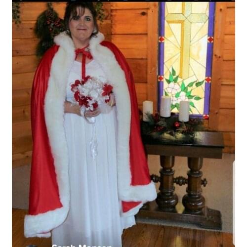 Medieval Fur Trim Satin Wedding Cloak Bridal Renaissance Hooded Christmas Cape