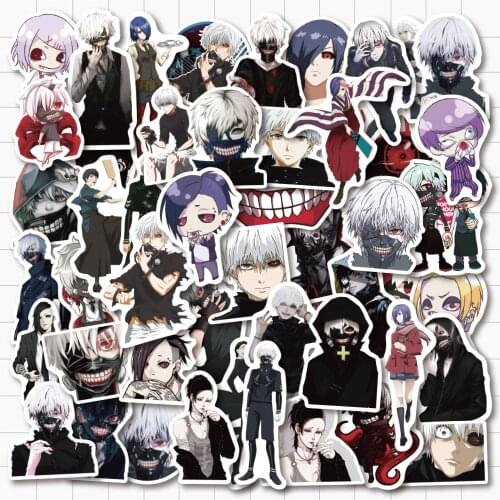 VANMAXX 50 PCS Tokyo Ghoul Japanese Anime Stickers Waterproof Vinyl Decal for Laptop Helmet Bicycle Luggage Skateboard Supplies