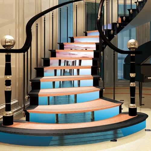 Yooap New Creative Wooden Bridge Staircase Wall Sticker Home Decoration PVC Removable