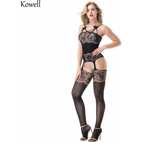 Women Black Sexy Lingerie Sleepwear Nightwear Body Stocking Fishnet Bodysuit Fashion Free Size Elastic New Sleepwears