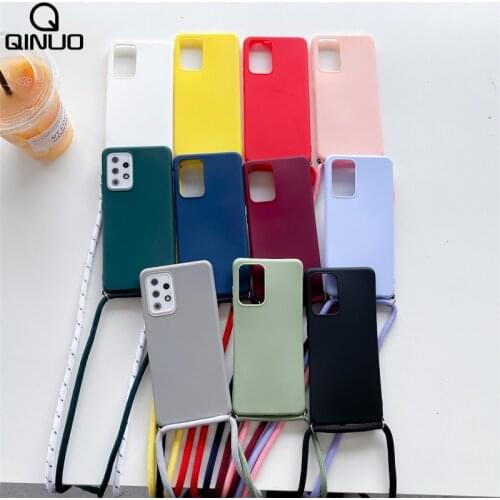 Liquid Silicone Lanyard Phone Case For Samsung A72 A52 A42 A32 A12 A51 A71 5G A50 A70 A21S A6 A7 A8 Plus A9 2018 Necklace Cover