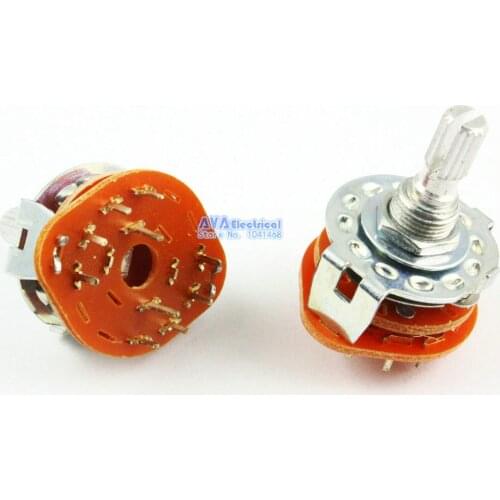 12 Pieces 2 Pole 4 Position 2P4T Channel Band Rotary Switch Selector