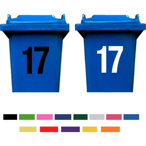 2 x House Number Stickers Wheelie Bin Customized House Vinyl Graphic Decal Home