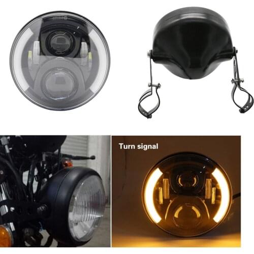 7 Inch 60W DOT SAE E9 Motorcycle Headlamp with angle eye Led Headlight 7inch housing bucket trim ring