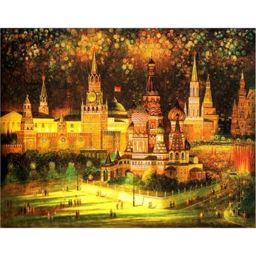 5D Diy Diamond Embroidery Landscape Red in Moscow Russia Cross Stitch Full Square Rhinestones Diamond almaznaya mosaicZP-2806