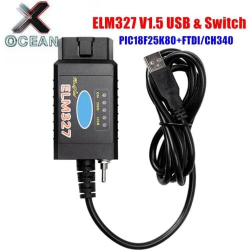 ELM327 V1.5 USB Switch PIC18F25K80 FTDI / CH340 HS-CAN/MS-CAN For FORScan elm 327 1.5 USB for Ford OBD2 Car Diagnostic Scanner