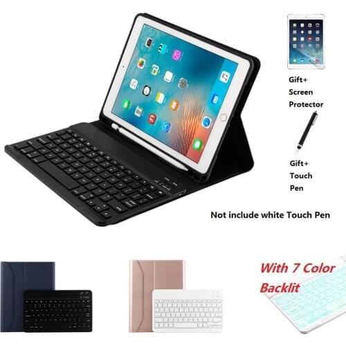Wireless Bluetooth Keyboard With Pencil Holder 7 Color Backlit Case Cover For iPad Air12 iPad 2017 2018 9.7 Air 3 10.5 2019