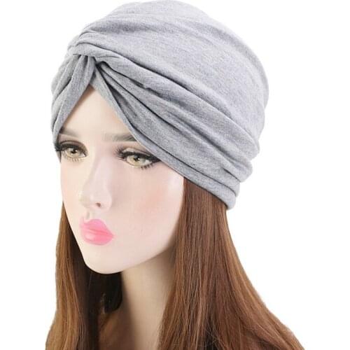 Bohemian Cotton Headband Hat Twist Cap Indian Chemotherapy Muslim Women Elastic Turban Beanie Scarf Hair Loss Cover Headwear