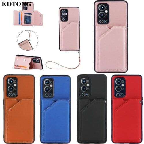 Wallet Phone Case for Oneplus 9 Pro Funda TPU Leather Shockproof Card Slot Stand Lanyard Heavy Duty Protection Back Cover Capa