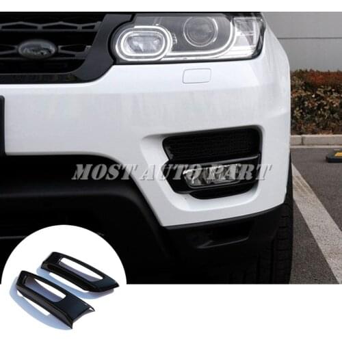 Black Front Fog Light Cover Trim 2pcs For Land Rover Range Rover Sport 2014-2017 Car Decoration Car Accesories Interior