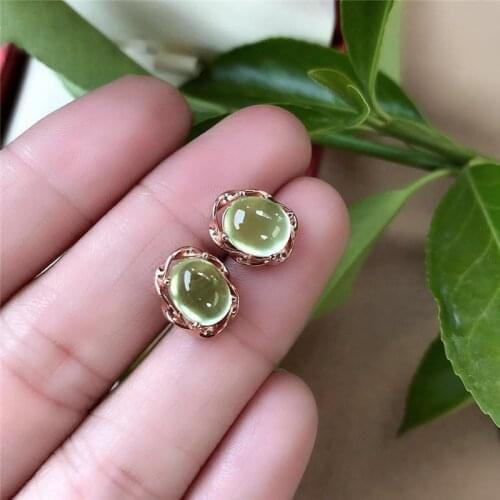 Designer craft prehnite oval egg noodle earrings twist twisted light luxury charm womens silver brand jewelry
