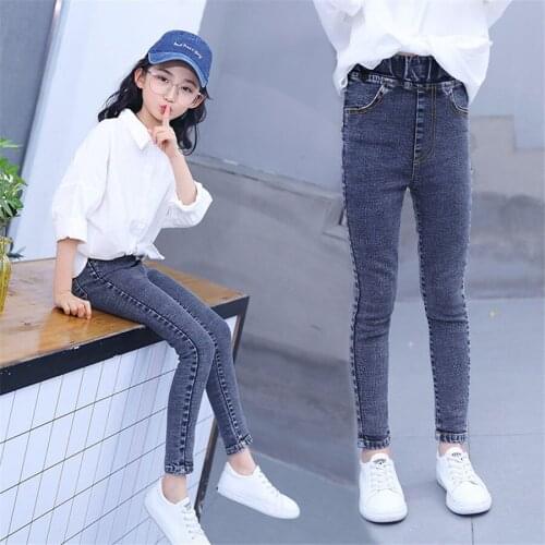 Girls Jeans Slim Skinny Kids Jeans For Girls Stretch Pencil Pants Kids Jeans Autumn Novelty Jeans Pants For Girls 6 8 10 12 14