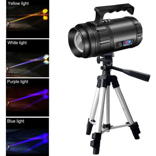 50W Outdoor Work Light with Bracket Fishing Flashlight Super Bright 4*T6 Source Focusing 16200 mAh Protable Zoom Lamp