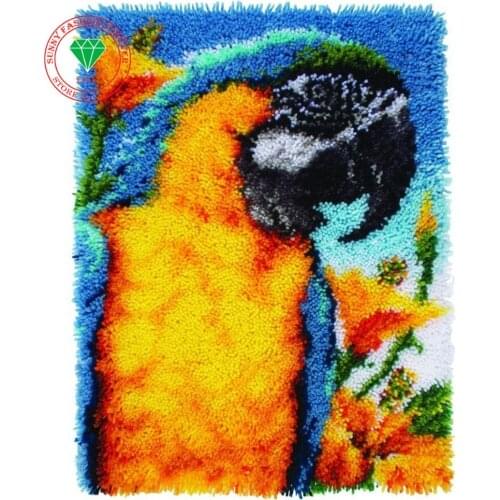 Animal Parrot diy mat needlework crocheting rug diy unfinished crocheting yarn hook rug Latch Hook Rug Kit Floor Mat carpets