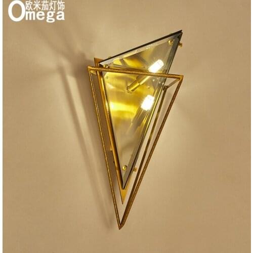 Post-modern wrought iron creative glass wall lamp Nordic living room background wall bedroom clubhouse cafe aisle lighting