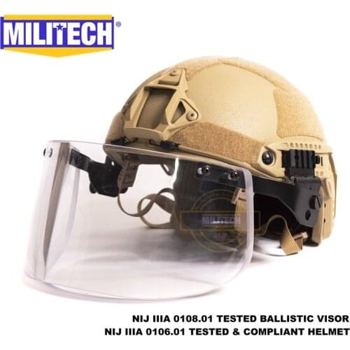 MILITECH Desert Tan DE OCC Liner Set NIJ IIIA FAST Bulletproof Helmet and Visor Set Deal Ballistic Helmet Bullet Proof Mask