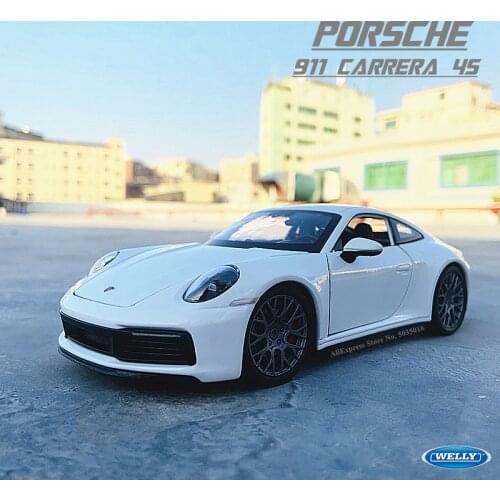 WELLY 1:24 Porsche 911 Carrera 4S (992) sports car white simulation alloy car model crafts decoration collection toy tools gift