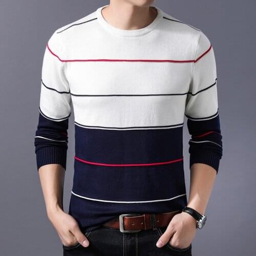 2019 New Fashion Brand Sweater Mens Pullover Striped Slim Fit Jumpers Knitred Autumn Casual Men Clothes Christmas Sweater