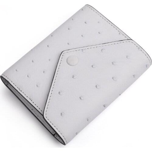 Real leather ostrich skin women envelope small short wallets card holder zipper wallet
